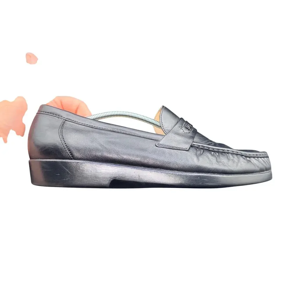 SAS Black Leather Penny Loafers Comfort Slip On Shoes Men’s 11M